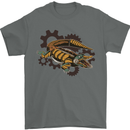 Steampunk Crocodile Alligator Mens T-Shirt 100% Cotton Charcoal