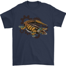 Steampunk Crocodile Alligator Mens T-Shirt 100% Cotton Navy Blue