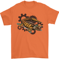 Steampunk Crocodile Alligator Mens T-Shirt 100% Cotton Orange