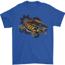 Steampunk Crocodile Alligator Mens T-Shirt 100% Cotton Royal Blue