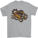 Steampunk Crocodile Alligator Mens T-Shirt 100% Cotton Sports Grey