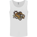 Steampunk Crocodile Alligator Mens Vest Tank Top White