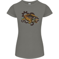 Steampunk Crocodile Alligator Womens Petite Cut T-Shirt Charcoal