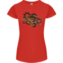 Steampunk Crocodile Alligator Womens Petite Cut T-Shirt Red