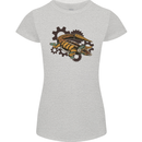 Steampunk Crocodile Alligator Womens Petite Cut T-Shirt Sports Grey