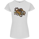 Steampunk Crocodile Alligator Womens Petite Cut T-Shirt White
