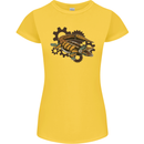Steampunk Crocodile Alligator Womens Petite Cut T-Shirt Yellow