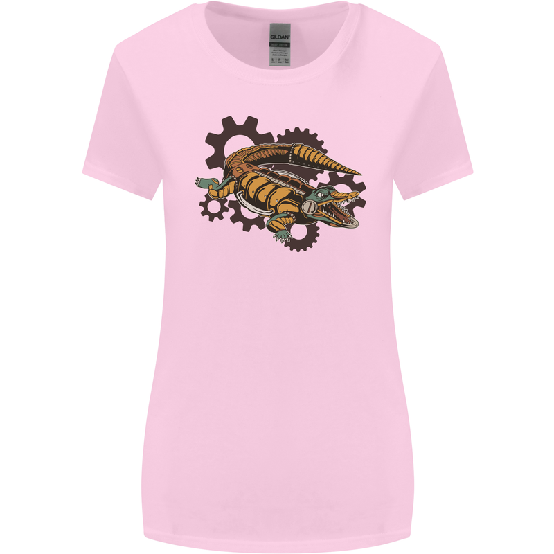Steampunk Crocodile Alligator Womens Wider Cut T-Shirt Light Pink