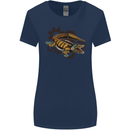 Steampunk Crocodile Alligator Womens Wider Cut T-Shirt Navy Blue