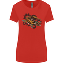 Steampunk Crocodile Alligator Womens Wider Cut T-Shirt Red