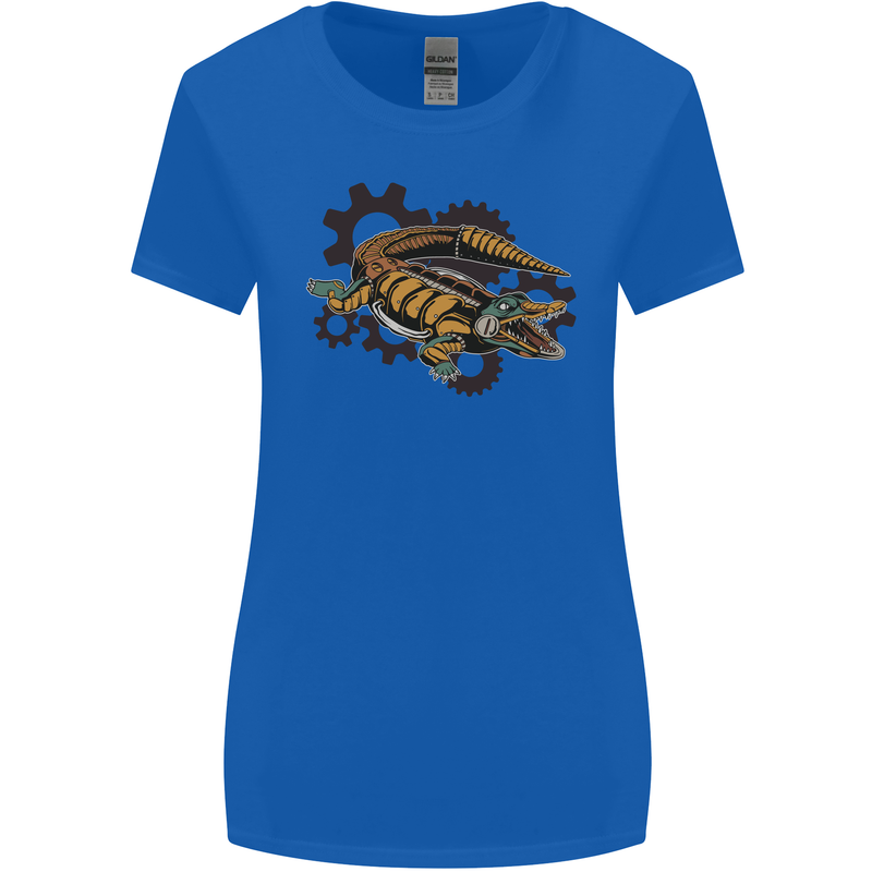 Steampunk Crocodile Alligator Womens Wider Cut T-Shirt Royal Blue