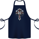 Steampunk Cross Gothic Heavy Metal Biker Cotton Apron 100% Organic Navy Blue