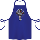 Steampunk Cross Gothic Heavy Metal Biker Cotton Apron 100% Organic Royal Blue