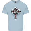 Steampunk Cross Gothic Heavy Metal Biker Kids T-Shirt Childrens Light Blue