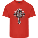 Steampunk Cross Gothic Heavy Metal Biker Kids T-Shirt Childrens Red