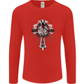 Steampunk Cross Gothic Heavy Metal Biker Mens Long Sleeve T-Shirt Red