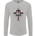 Steampunk Cross Gothic Heavy Metal Biker Mens Long Sleeve T-Shirt Sports Grey