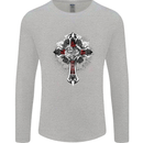 Steampunk Cross Gothic Heavy Metal Biker Mens Long Sleeve T-Shirt Sports Grey