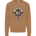 Steampunk Cross Gothic Heavy Metal Biker Mens Sweatshirt Jumper Caramel Latte