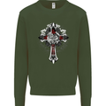 Steampunk Cross Gothic Heavy Metal Biker Mens Sweatshirt Jumper Forest Green