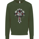 Steampunk Cross Gothic Heavy Metal Biker Mens Sweatshirt Jumper Forest Green