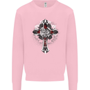 Steampunk Cross Gothic Heavy Metal Biker Mens Sweatshirt Jumper Light Pink