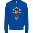 Steampunk Cross Gothic Heavy Metal Biker Mens Sweatshirt Jumper Royal Blue