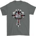 Steampunk Cross Gothic Heavy Metal Biker Mens T-Shirt Cotton Gildan Charcoal