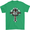 Steampunk Cross Gothic Heavy Metal Biker Mens T-Shirt Cotton Gildan Irish Green