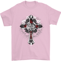 Steampunk Cross Gothic Heavy Metal Biker Mens T-Shirt Cotton Gildan Light Pink