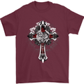 Steampunk Cross Gothic Heavy Metal Biker Mens T-Shirt Cotton Gildan Maroon