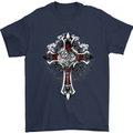 Steampunk Cross Gothic Heavy Metal Biker Mens T-Shirt Cotton Gildan Navy Blue