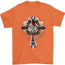 Steampunk Cross Gothic Heavy Metal Biker Mens T-Shirt Cotton Gildan Orange