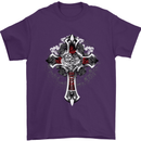 Steampunk Cross Gothic Heavy Metal Biker Mens T-Shirt Cotton Gildan Purple