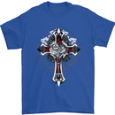 Steampunk Cross Gothic Heavy Metal Biker Mens T-Shirt Cotton Gildan Royal Blue