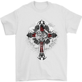 Steampunk Cross Gothic Heavy Metal Biker Mens T-Shirt Cotton Gildan White