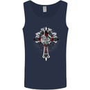 Steampunk Cross Gothic Heavy Metal Biker Mens Vest Tank Top Navy Blue