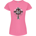 Steampunk Cross Gothic Heavy Metal Biker Womens Petite Cut T-Shirt Azalea