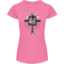 Steampunk Cross Gothic Heavy Metal Biker Womens Petite Cut T-Shirt Azalea