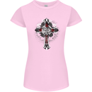 Steampunk Cross Gothic Heavy Metal Biker Womens Petite Cut T-Shirt Light Pink