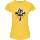 Steampunk Cross Gothic Heavy Metal Biker Womens Petite Cut T-Shirt Yellow