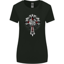 Steampunk Cross Gothic Heavy Metal Biker Womens Wider Cut T-Shirt Black