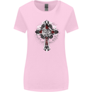 Steampunk Cross Gothic Heavy Metal Biker Womens Wider Cut T-Shirt Light Pink