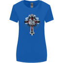 Steampunk Cross Gothic Heavy Metal Biker Womens Wider Cut T-Shirt Royal Blue