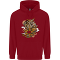 Steampunk Dragon Childrens Kids Hoodie Red