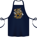 Steampunk Dragon Cotton Apron 100% Organic Navy Blue