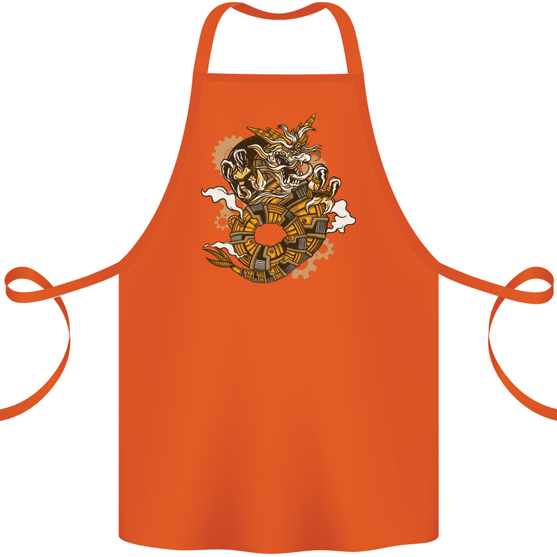 Steampunk Dragon Cotton Apron 100% Organic Orange
