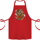Steampunk Dragon Cotton Apron 100% Organic Red