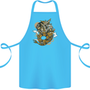 Steampunk Dragon Cotton Apron 100% Organic Turquoise