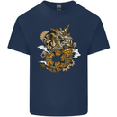 Steampunk Dragon Kids T-Shirt Childrens Navy Blue